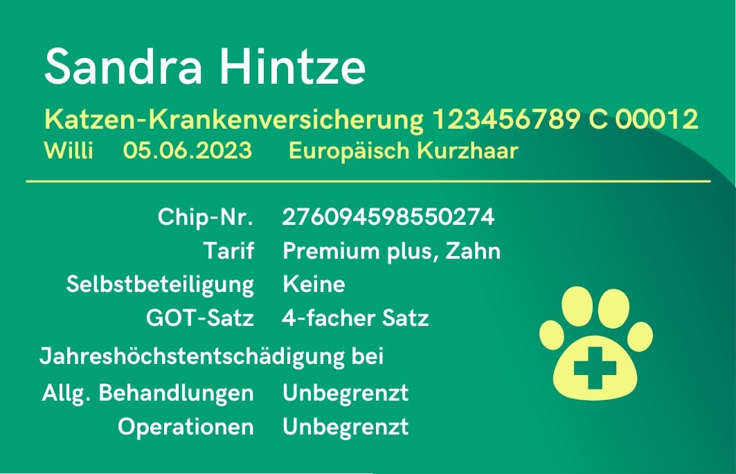 hm tierversicherung service card katzenkrankenversicherung