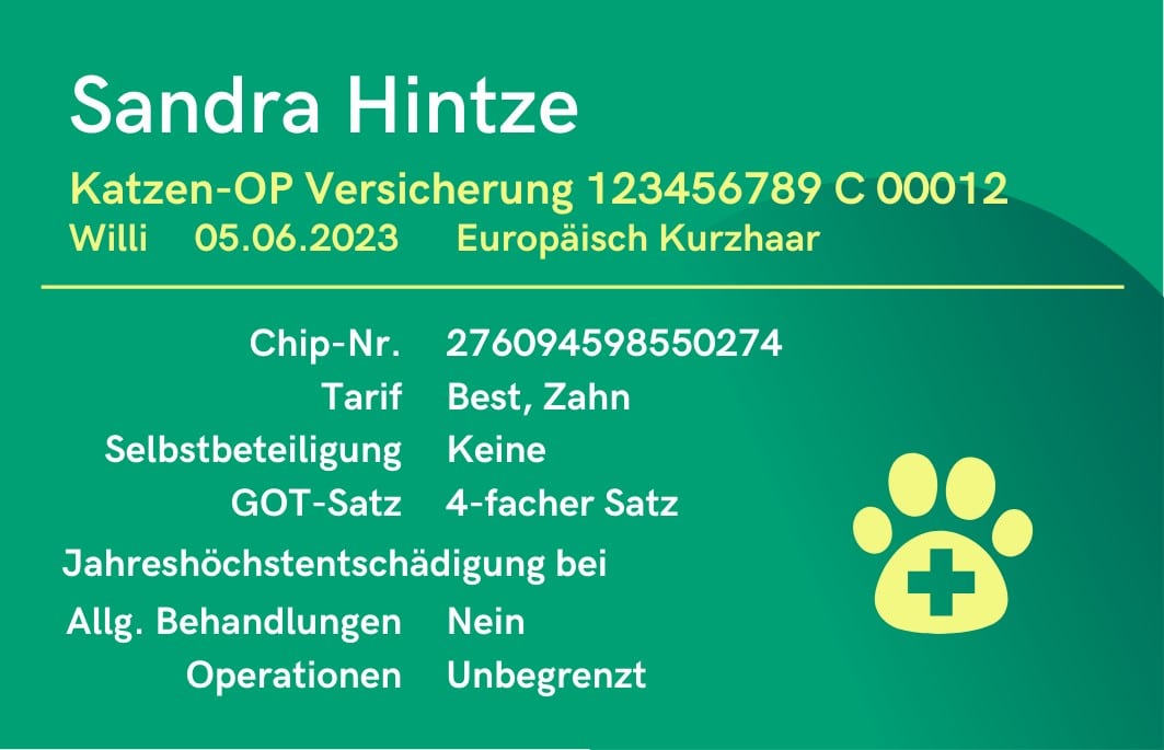 hm tierversicherung service card katzen op versicherung