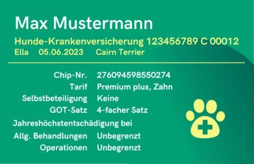 Service-Card Hundeversicherung mit Leistungsübersicht