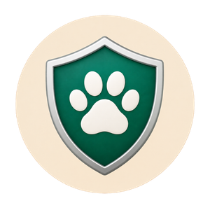 Grünes Schutzschild mit Pfote für die HanseMerkur Hundehaftpflichtversicherung bei HM Tierversicherung